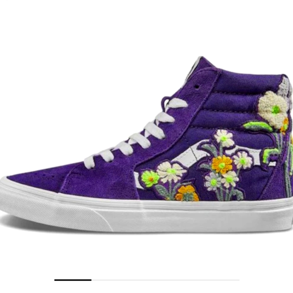 Vans SK8-HI Floral Boucle Sneaker Violet Indigo/ True White SIZE 8.5